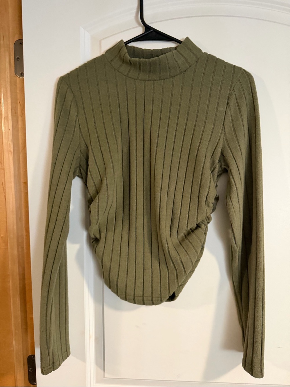 SHEIN Olive Ribbed Mock Neck Sweater